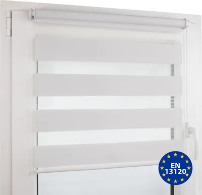 Produktbild von Deco4Me Doppelrollo Klemmfix ohne Bohren – Duo Rollo mit Kettenzug, lichtdurchlässig & blickdicht – 65 x 160 cm, Weiß