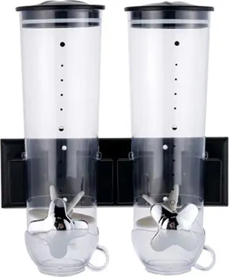 Produktbild von 3L  Müslispender Getreidespender  Schwarz Trockenfutterspender  Wandmontage Doppelt Kornflakes Spender    für Müsli Kaffeebohnen Snack