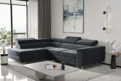 Produktbild von Kaiser Möbel Ecksofa mit schlaffunktion und bettkasten Eckcouch ATOM ANTHRAZIT Links