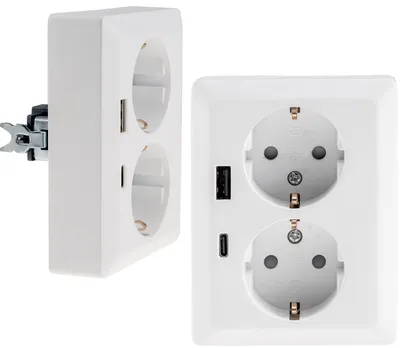 Immagine prodotto di Presa MILOS con contatto di messa a terra, a 2 poli 250V~/16A USB A+C/PD bianco opaco