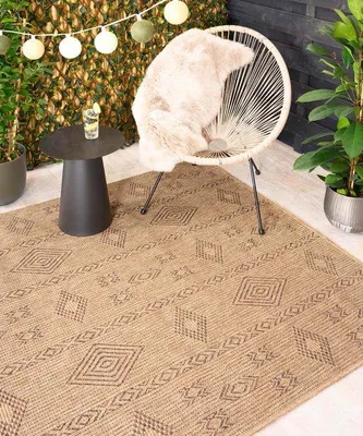 Zdjęcie produktu dla Unyqoos® Jute – dywan outdoorowy w stylu boho, kolor beżowy/brązowy, 200×290 cm – naturalna struktura splotu, wygląd przypominający rękodzieło