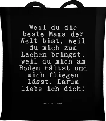 Produktbild von Mr. & Mrs. Panda Tote Bag Weil du die beste... - Schwarz - Geschenk, Tasche, Laptoptasche, beste Mama, Sprüche, Stoffbeutel, Shopping, Muttertag, Liebe, Schultasche