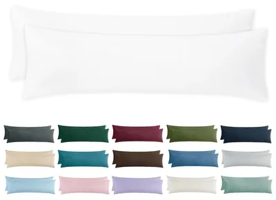 Produktbild von Kissenbezug 40x145 cm, 2 Stück - Weißer Kissenbezug mit Reißverschluss für Seitenschläfer, 40 x 145 cm, aus weicher Mikrofaser,  .