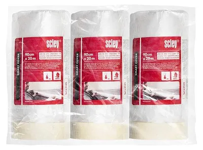 Image de Film de protection Scley, film anti-poussière, largeur 90 cm, longueur 20 m, lot de 3 bâches en plastique