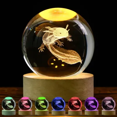 Immagine prodotto di Lampada da comodino a forma di sfera di cristallo 3D, decorazione luminosa con sfera di vetro da 60 mm