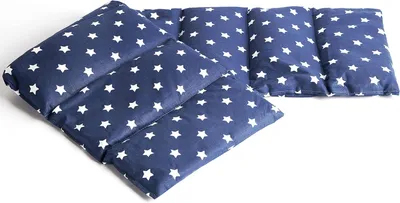 Produktbild von Leinsamenkissen 75x20cm groß 8-Kammer, Sterne-blau - Wärmekissen, Körnerkissen für Mikrowelle und Backofen