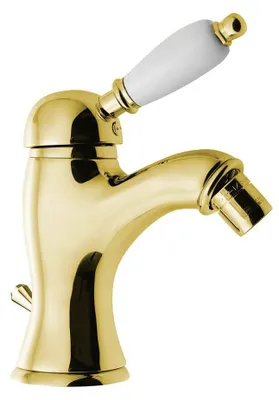 Produktbild von Sapho KIRKÉ WHITE Bidetarmatur mit Ablauf, weißer Hebel, Gold