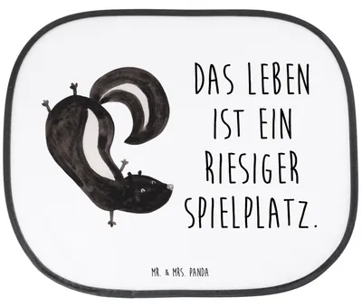 Produktbild von Mr. & Mrs. Panda Sonnenschutz Auto Stinktier Handstand - Weiß - Geschenk, Skunk, Spielplatz, Stinker, Sonnenblende, Wildtier, für Autoscheiben, seitenscheiben, Raubtier