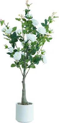 Immagine prodotto di Albero di rose artificiale - Pianta artificiale in stile bonsai - 120 cm - Per esterni - PVC - 1 pezzo - Bianco