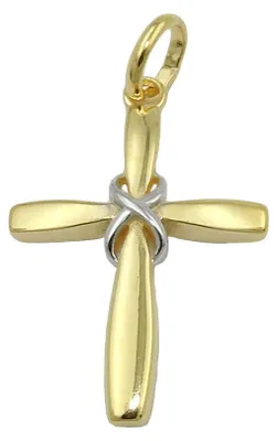 Produktbild von Anhänger Kreuz 20x14mm aus 9Kt 375 Gold Gelbgold teilrhodiniert bicolor glänzend