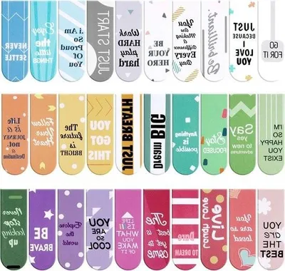 Produktbild von Magnetische Lesezeichen mit inspirierenden Zitaten – 30er-Pack – Motivierende Seitenmarker