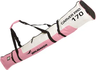 BRUBAKER Carver PRO Skisack Gepolsterte Skitasche mit Zipperverschluss 170 cm Rosa Weiß