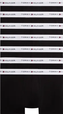 Produktbild von Tommy Hilfiger Herren 7er Pack Boxershorts Trunks mit Logobund, Schwarz (Blk/Blk