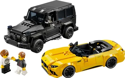 Produktbild von LEGO Speed Champions Mercedes-AMG G 63 & Mercedes-AMG SL 63, Bauset mit 2 Spielzeug Autos und 2 Fahrer Minifiguren, Geschenk für Jungen und Mädchen, Modellauto Set, Rennwagen Spielzeug 76924
