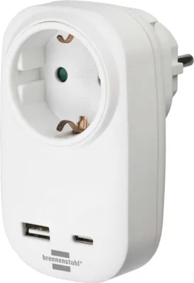 Image de Brennenstuhl Adaptateur de prise avec chargeur USB Power blanc