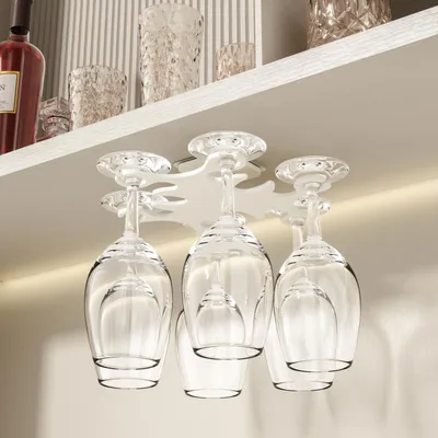 Glashalter 360° drehbar, 6 Gläser, unter Schrank, weiß