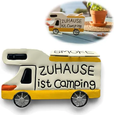 Produktbild von LS-LebenStil XL Sturmaschenbecher Metall Wohnmobil 19x12cm Retro Camper Windaschenbecher Aschenbecher Ascher Garten Balkon draußen Outdoor