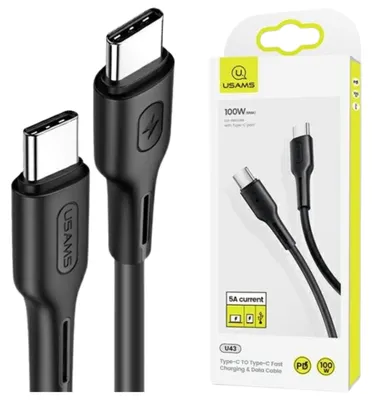Immagine prodotto di Cavo Usams U43 Da Usb-C A Usb-C 100 W Pd Fast Charge 5A 1,2 M Nero/Nero Sj459Usb01 (Us-Sj459)