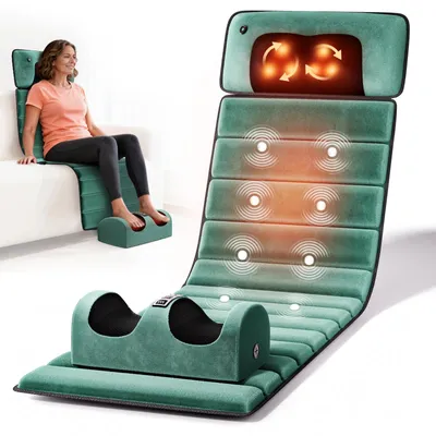 Produktbild von Shiatsu Ganzkörper - Massagematte - Mit Fußmassagegerät - Tiefengewebe-Massage für Rücken Nacken Beine - Abnehmbare Auflage - Für Zuhause & Büro - EU-Stecker