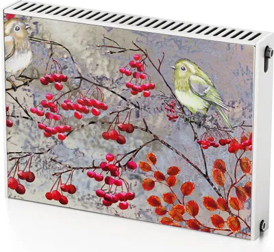Produktbild von Herbstvögel – Magnetische Heizkörperabdeckung – 80x60 cm – Magnet Heizkörperabdeckung – 3D Würfel – Heizkörperverkleidung – Magnetische Wandverkleidung – Wetterfest