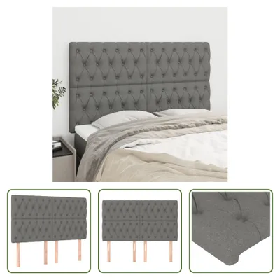 Produktbild von The Living Store Kopfteile 4 Stk. Dunkelgrau 72x7x78/88 cm Stoff