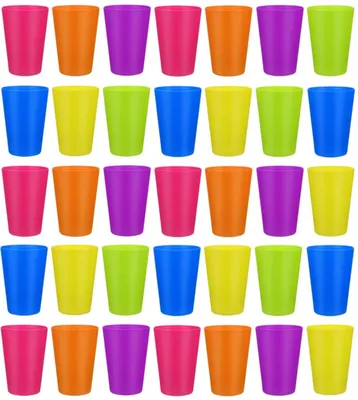 Productafbeelding van TRANKIELO® - Herbruikbare waterbekers - 250 ml polypropyleen - 36 stuks in 6 kleuren - Veilig en duurzaam
