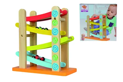 Immagine prodotto di Pista colorata Eichhorn 100002220 - 3x veicoli, 4 pezzi, 25x24cm, legno di betulla
