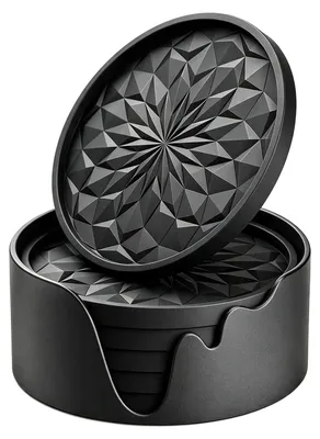 Silikonuntersetzer 6er-Set rund 10 cm rutschfest schwarz