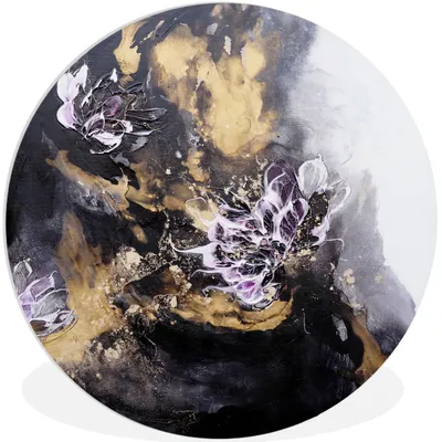 Produktbild von MuchoWow® Rundes Wandbild - Runde Bilder Abstrakt - Schwarz - Grau - Farbe Ø 60 cm Kreis Wanddekoration Kunststoff - Wandkreis - Wandschmuck - Wand Kreis - Das Schlafzimmer - Die Bilder - Wandmalerei - Kunst für das Haus - das Plastik