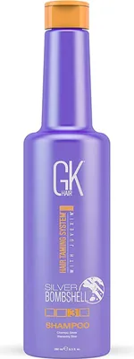 Produktbild von GK HAIR Global Keratin Silver Bombshell/Purple Shampoo (280 ml/280 fl oz). Für blondes, platinfarbenes, aschfarbenes, silbernes und graues Haar. Spendet Feuchtigkeit für trockenes und geschädigtes Haar