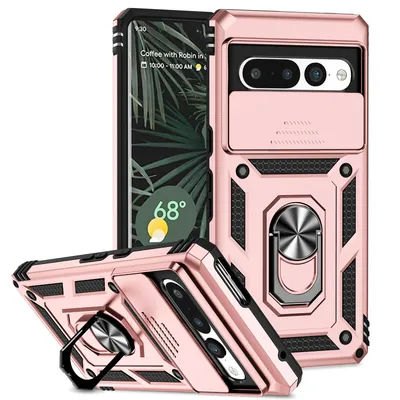 Obrázek produktu pro Pouzdro pro Google Pixel 7 dvouvrstvé pouzdro s posuvným krytem kamery a prstencovým stojánkem Růžový