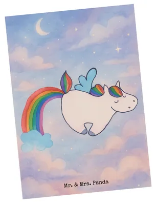 Produktbild von Mr. & Mrs. Panda Postkarte Einhorn Fliegendes Pferd Design - Weiß - Geschenk, Fotokarte, Spielen, Ansichtskarten, Regenbogen, Ansichtskarte, Grußkarte, Glitzer, Unicorn