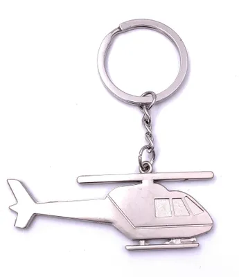 Produktbild von Onwomania Helikopter Hubschrauber flach Schlüsselanhänger Keychain Silber Metall