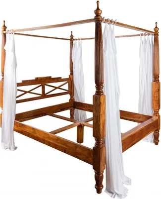 Immagine prodotto di MASSIVMOEBEL24 | letto a baldacchino in legno di Acacia 180x200 miele dorato laccato OXFORD #0246