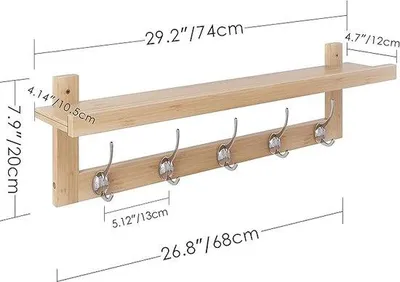 Produktbild von Famanu Wandgarderobe mit 5 Doppelhaken - 74,17 x 11,94 x 20,07 cm