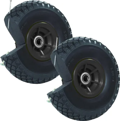 Produktbild von 2x Sackkarrenrad PolyurethanRad 260x85 mm 3.00-4 60 mm versetze Nabe Ø 20 mm schwarz Vollgummi Bollerwagen
