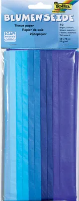 Produktbild von folia Seidenpapier (B)500 x (H)700 mm 20 g/qm Mix blau 10 Blatt