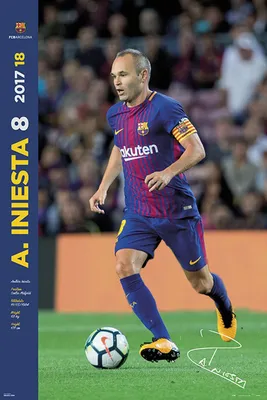 Produktbild von Fußball - Poster - Barcelona, FC - Iniesta Facts 17/18 + 1 Packung tesa Powerstrips® - Inhalt 20 Stück