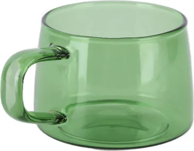 Obrázok produktu pre Priehľadný pohár na kávu 250 ml, borosilikátový pohár na čaj, vodu alebo mlieko s uškom, zelený