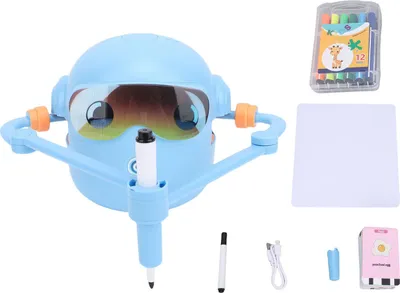 Produktbild von Intelligenter Zeichenroboter mit Stimme, interaktiv, niedliches pädagogisches Mal-Lernspielzeug mit 100 Karten und 14 Stiften für Mädchen und Jungen