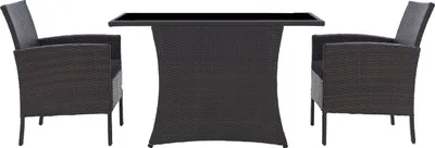 Produktbild von SIT Möbel Garten-Sitzgruppe aus Polyrattan braun | 2 Sessel, 2 Sitzkissen, 1 Tisch | Tischplatte Glas | Metallgestell | 19000-28 | Serie GARTEN