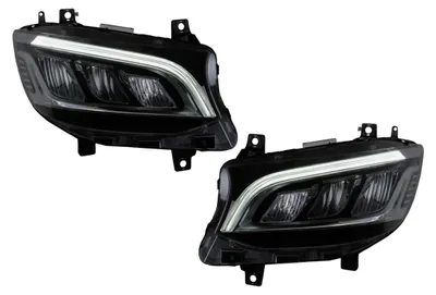Productafbeelding van LED-koplampen voor Mercedes Sprinter W907 W910, halogentype, geschikt voor modellen van 2019 tot 2027, kleur: zwart.