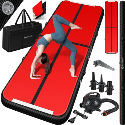 Produktbild von KESSER® Turnmatte Aufblasbar Airtrack 2m/3m/4m/5m/6m Fitness-Matte Gymnastikmatte | inkl. Tragetasche & elektr. Luftpumpe | Yogamatte, Tumbling Matten, Trainingsmatte, Turn- & Fitness