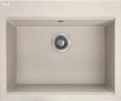 Produktbild von BADLAND BADLAND Spülbecken Granitspüle Einzelbecken TAU 50x60 Beige | Siphon im SET!