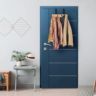 Produktbild von Türgarderobe mit 4 Haken für Falztüren, einfache Montage ohne Werkzeug, platzsparend