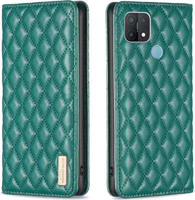 Produktbild von OPPO A15 Hülle, Elegant Bookstyle Flip Leder Kartenfächer Schutzhülle mit Ständer für OPPO A15 Grün