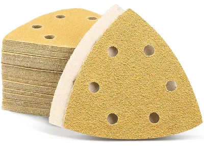 Produktbild von Delta-Schleifpapier 50 Blatt Mix 6 Löcher 93x93x93mm Körnung 60/80/120/180/240 für Deltaschleifer