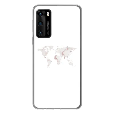 Produktbild von MuchoWow® Handyhülle Schutzhülle Hülle für Huawei P40 Weltkarte - Marmor - Karte Silikon Softcase Handy Hülle - Handytasche