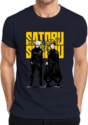 Zdjęcie produktu dla Koszulka męska Satoru Gojo Geto Strongest Duo Jujutsu Kaisen Anime Aesthetics Japan Y2K, granatowy, L
