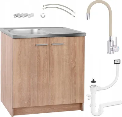 Obrázek produktu pro Kuchyňská linka Dub Sonoma 80x50 + dřez + flexibilní baterie Deante Beż